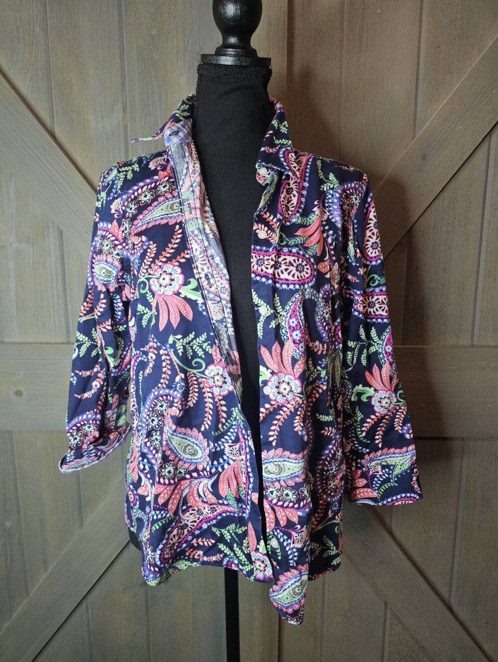Chaps Paisley Button Down Blouse sz Medium
